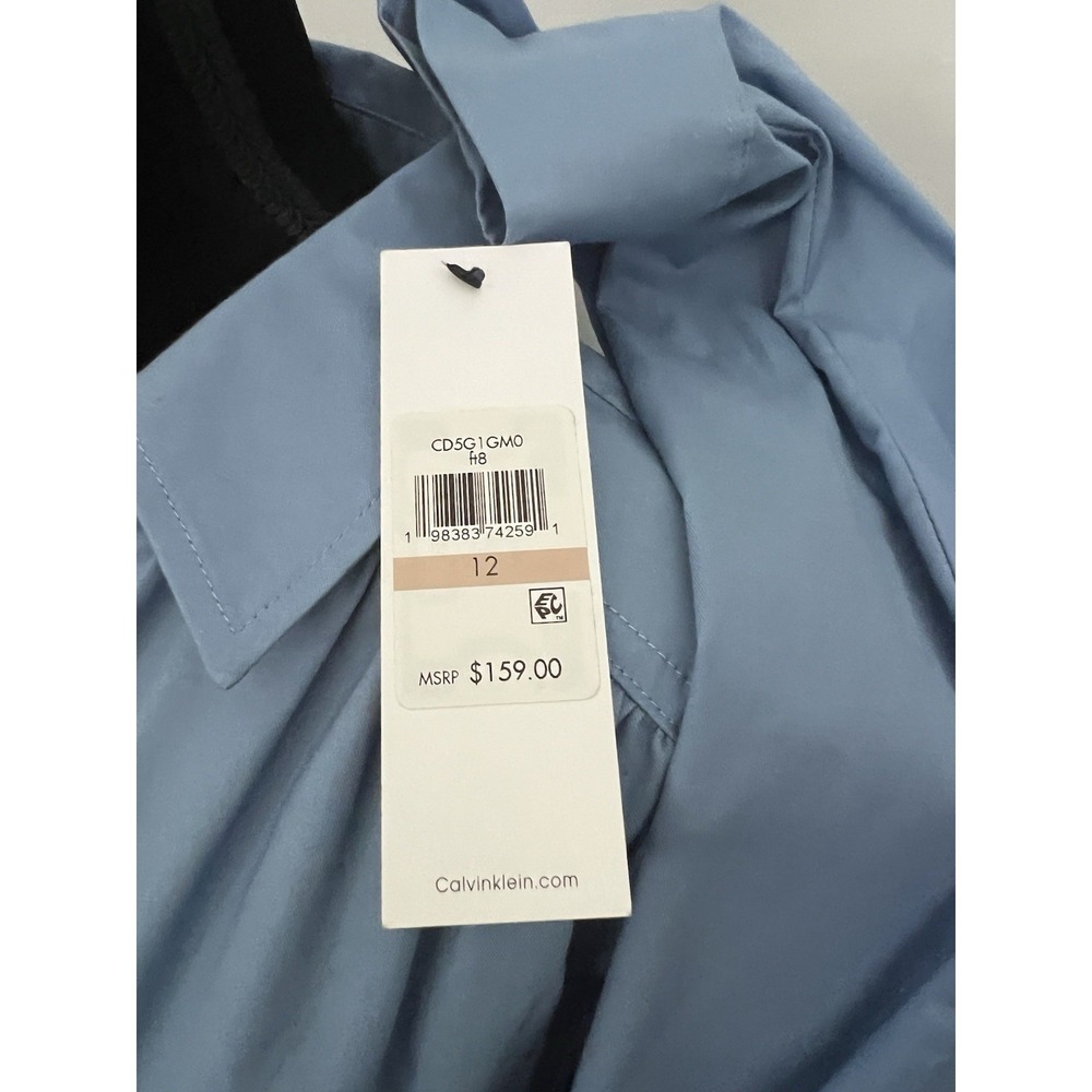 Calvin Klein Womens Belted Shirt Dress Long Sleeve Lightweight Blue Size 12 - Picture 7 of 13